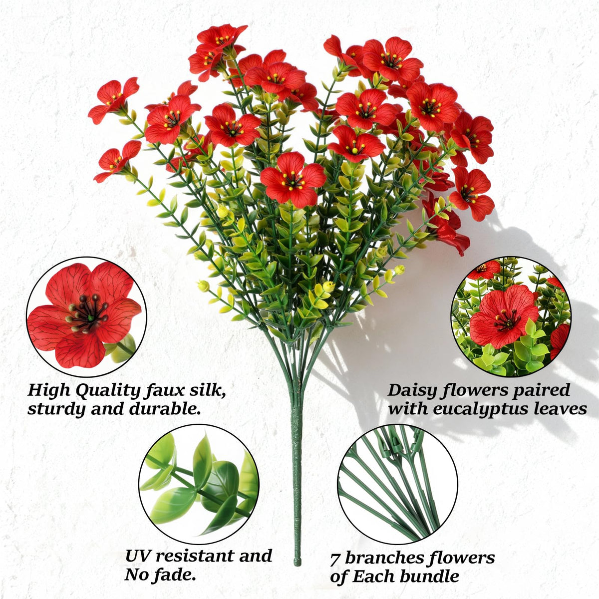 VOXOR artificial daisy flowers stay vibrant all year without watering.
