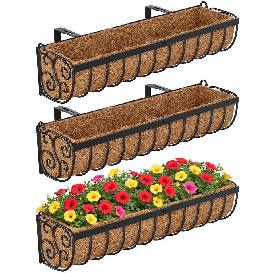 VOXOR railing planter box half-round fits under windows for tidy, space-saving outdoor gardening
