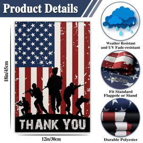 VOZUN American soldier thank you flag suitable for porch, deck, or yard display.