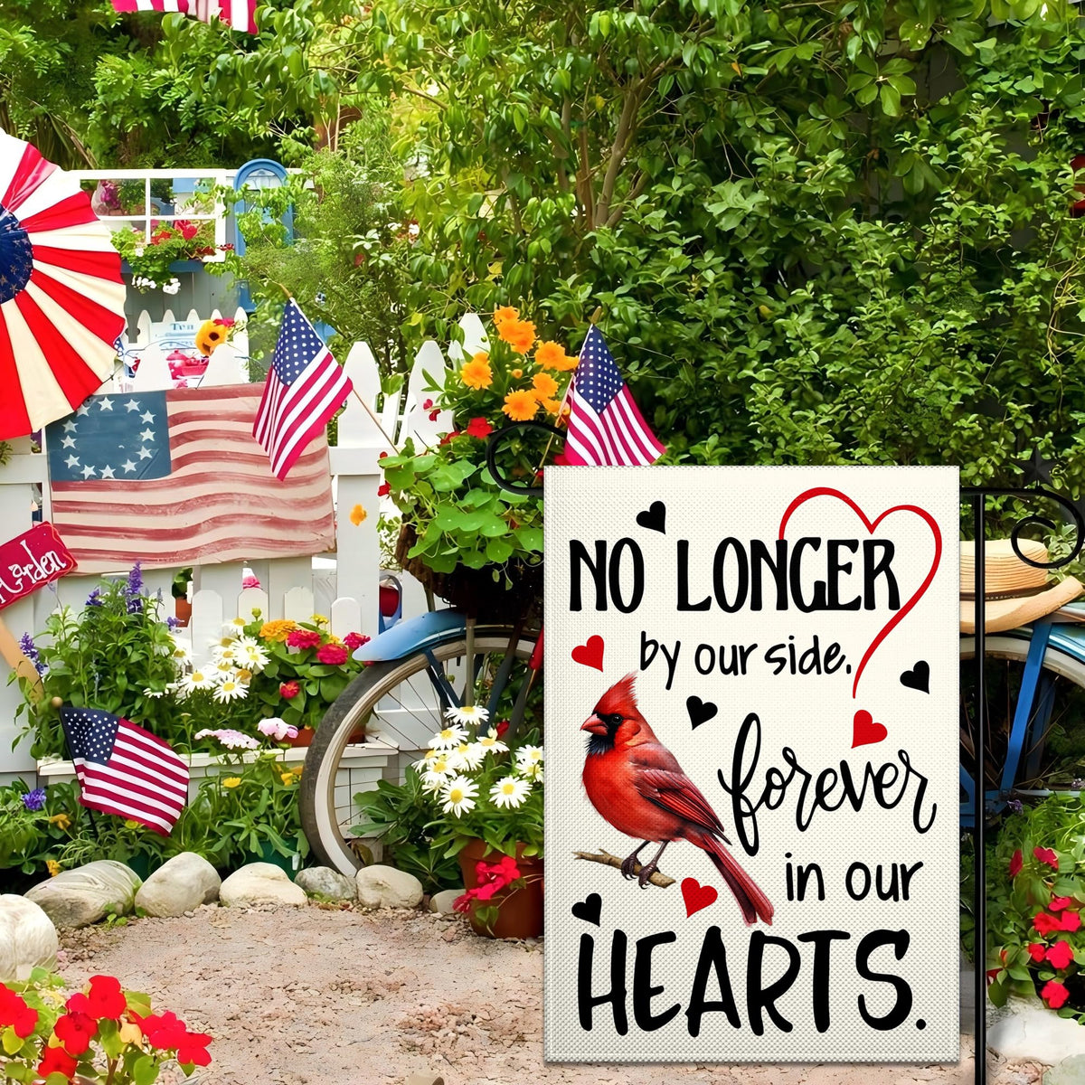 VOZUN Cardinal memorial flag creating a warm outdoor tribute