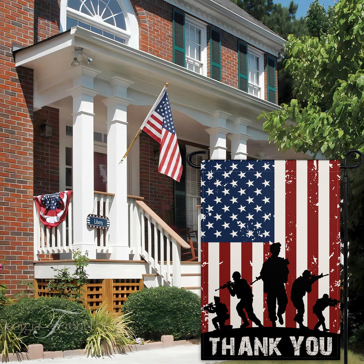 VOZUN festive Memorial Day flag enhances curb appeal with patriotic imagery.