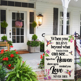 VOZUN Hummingbird Memorial Flag close-up graphics show vivid print on durable fabric.