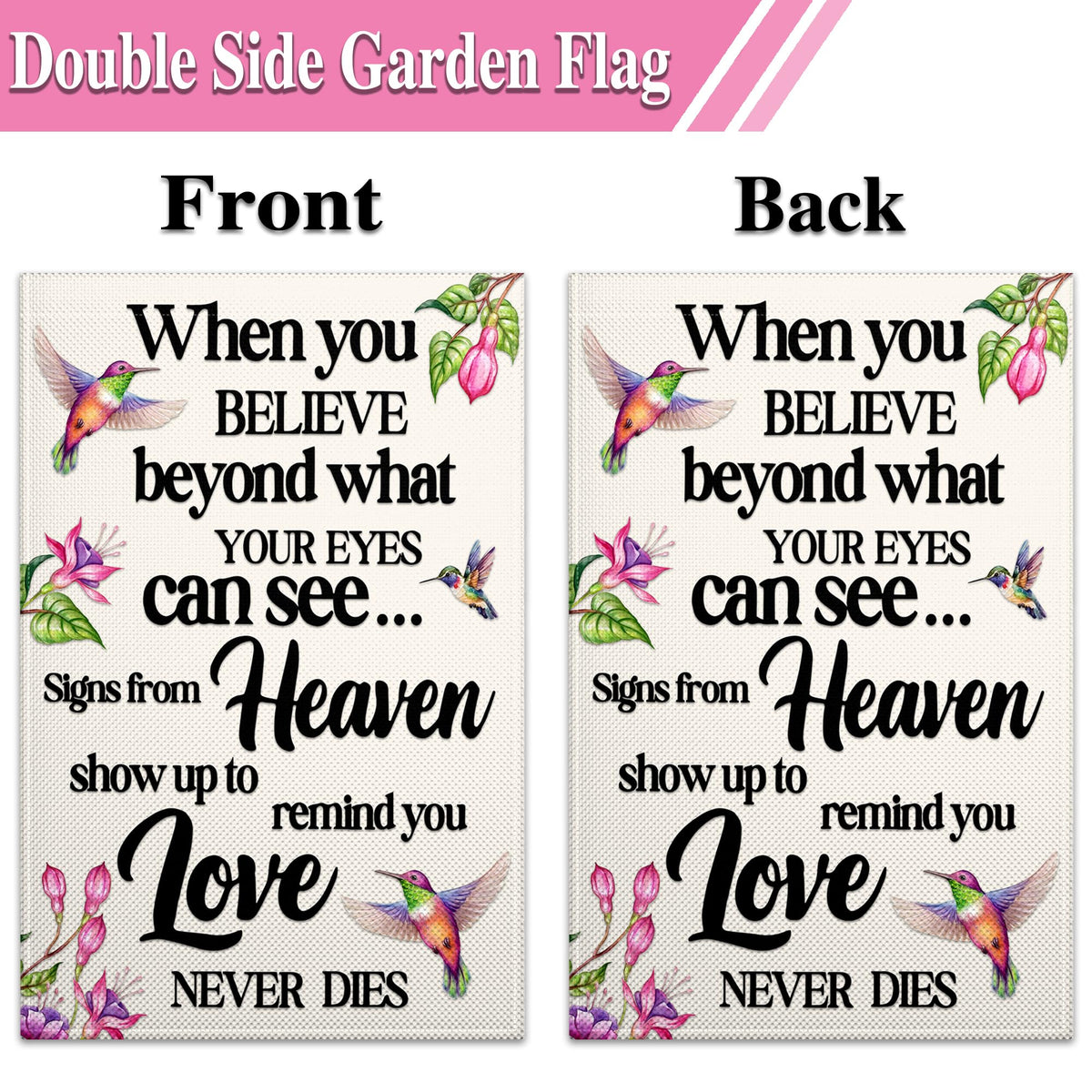 VOZUN Hummingbird Memorial Flag garden display enhances porch and lawn decor.