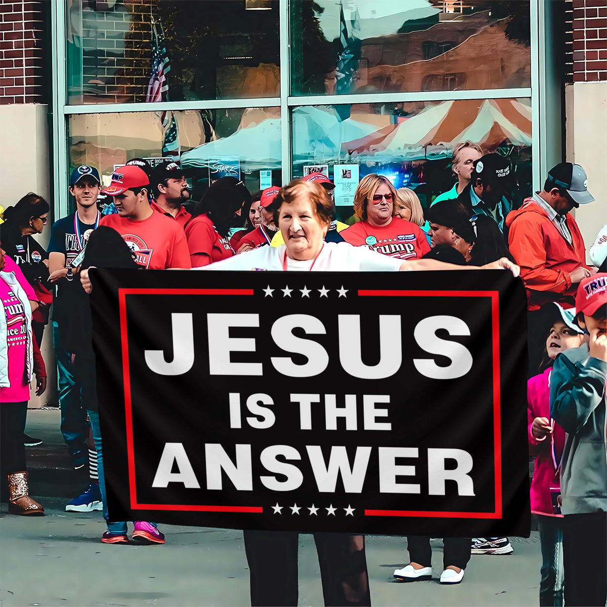 VOZUN Jesus flag parade-ready banner for community gatherings.