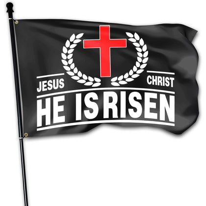 VOZUN Jesus flag with double-sided mirror print for outdoor display.