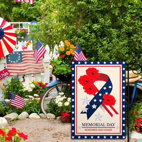 VOZUN Memorial Day flag hung on balcony adds patriotic mood