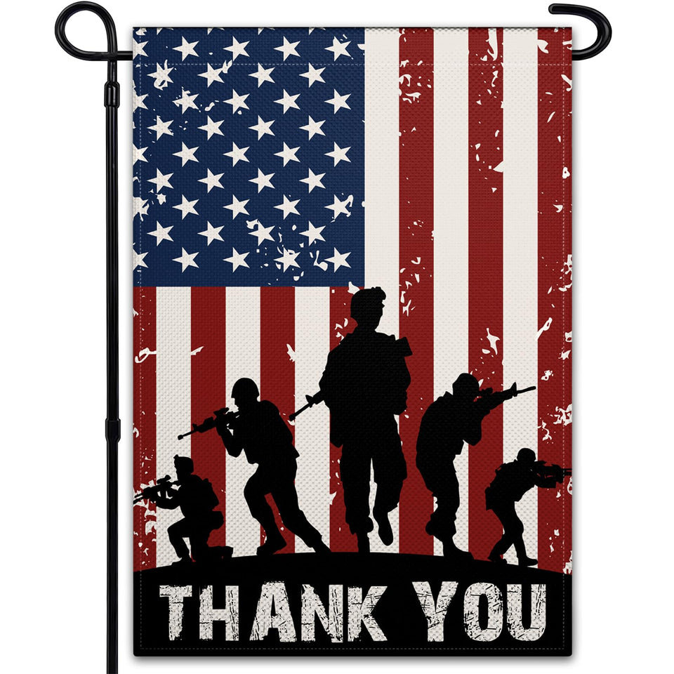 VOZUN Memorial Day flag outdoors 12x18 with sleeve hanging design for easy setup.