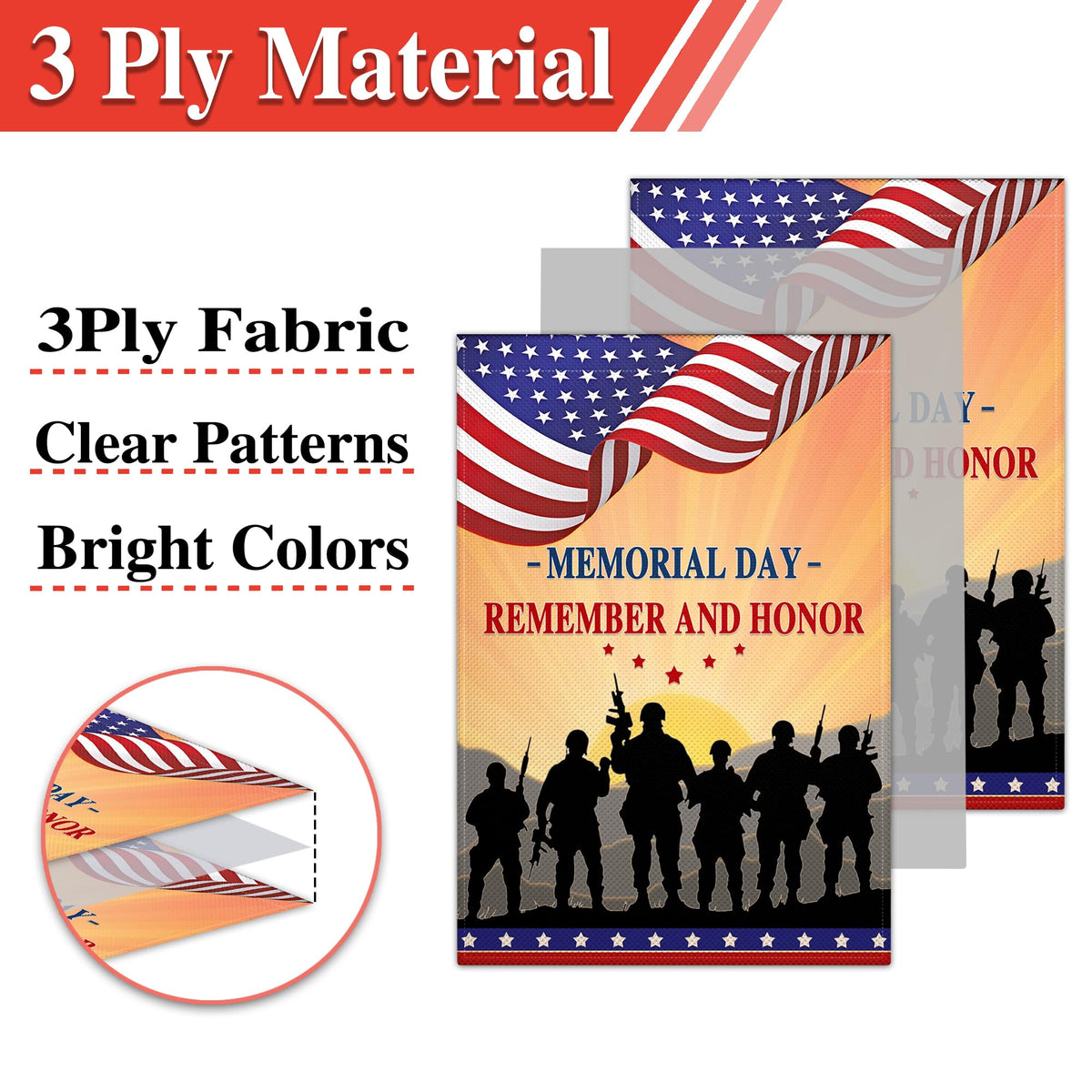 VOZUN Memorial Day yard flag with festive design for porch and patio.