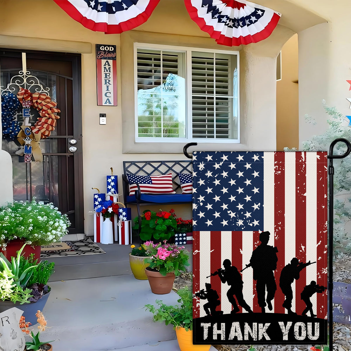 VOZUN patriotic garden flag double-sided print remains vivid from both sides.