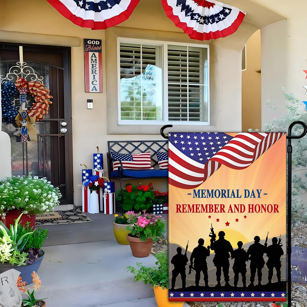 VOZUN Patriotic garden flag for outdoor decor, weather resistant and long-lasting.