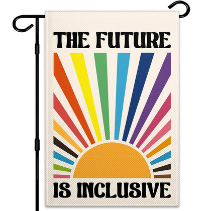 VOZUN The Future is Inclusive flag front view for vivid outdoor decor.