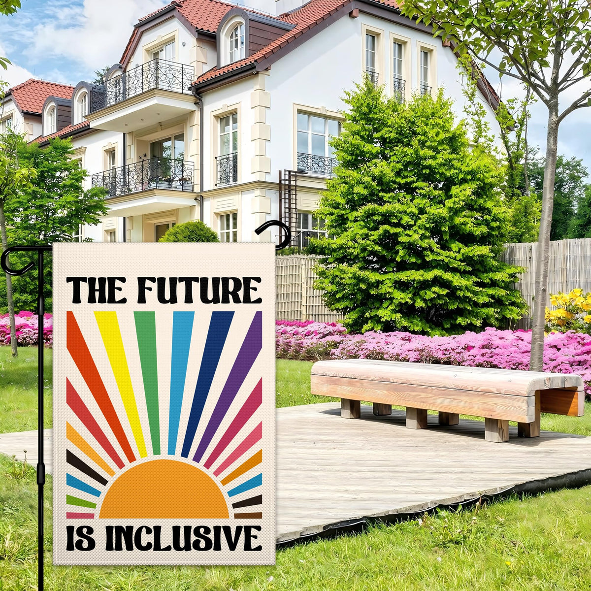 VOZUN UV-coated polyester flag resisting fading in sun and rain.