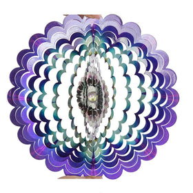 VP Home Floral Burst Mandala wind spinner, side view, showcases kinetic elegance in your garden