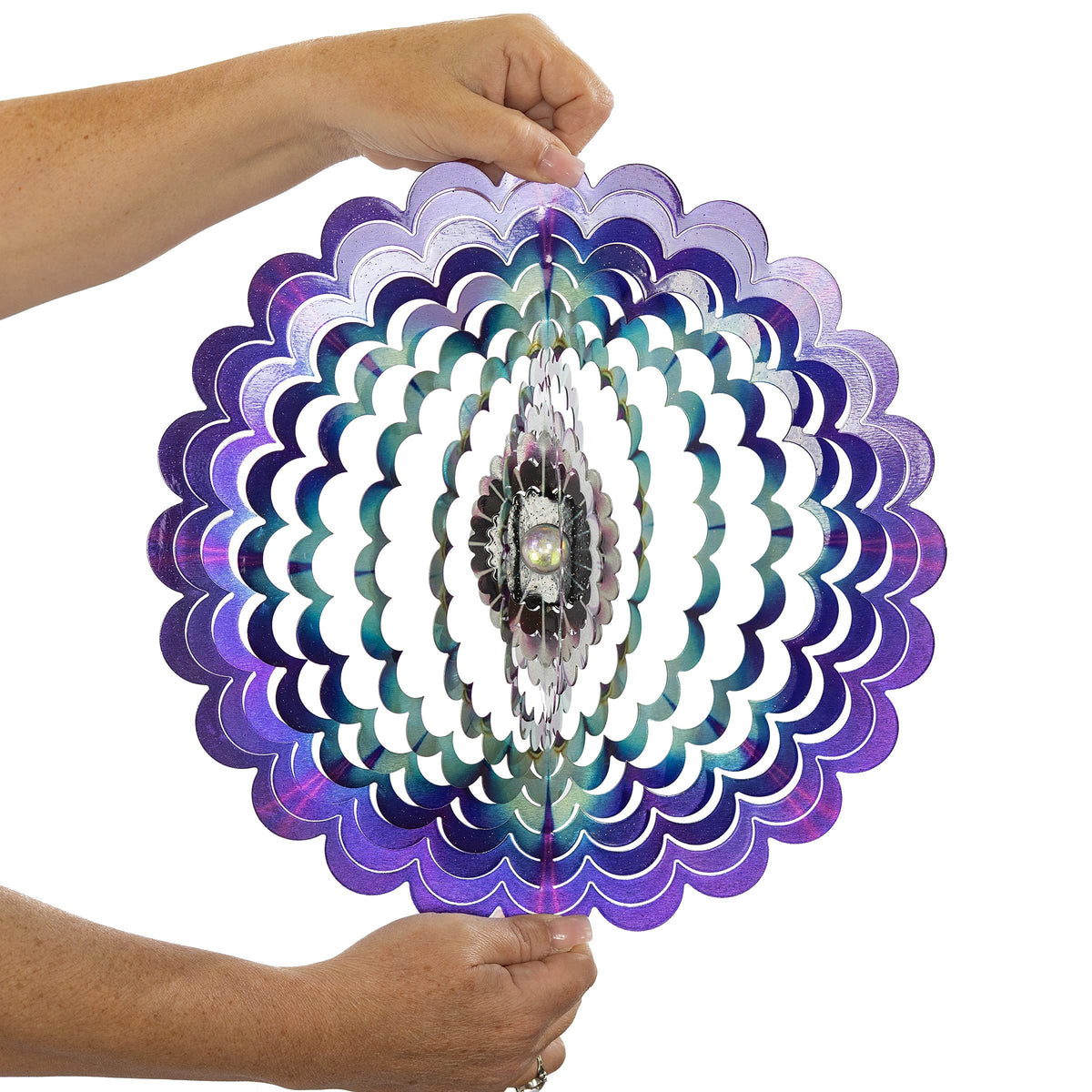 VP Home Floral Burst Mandala wind spinner in yard, catches sunlight and breeze beautifully