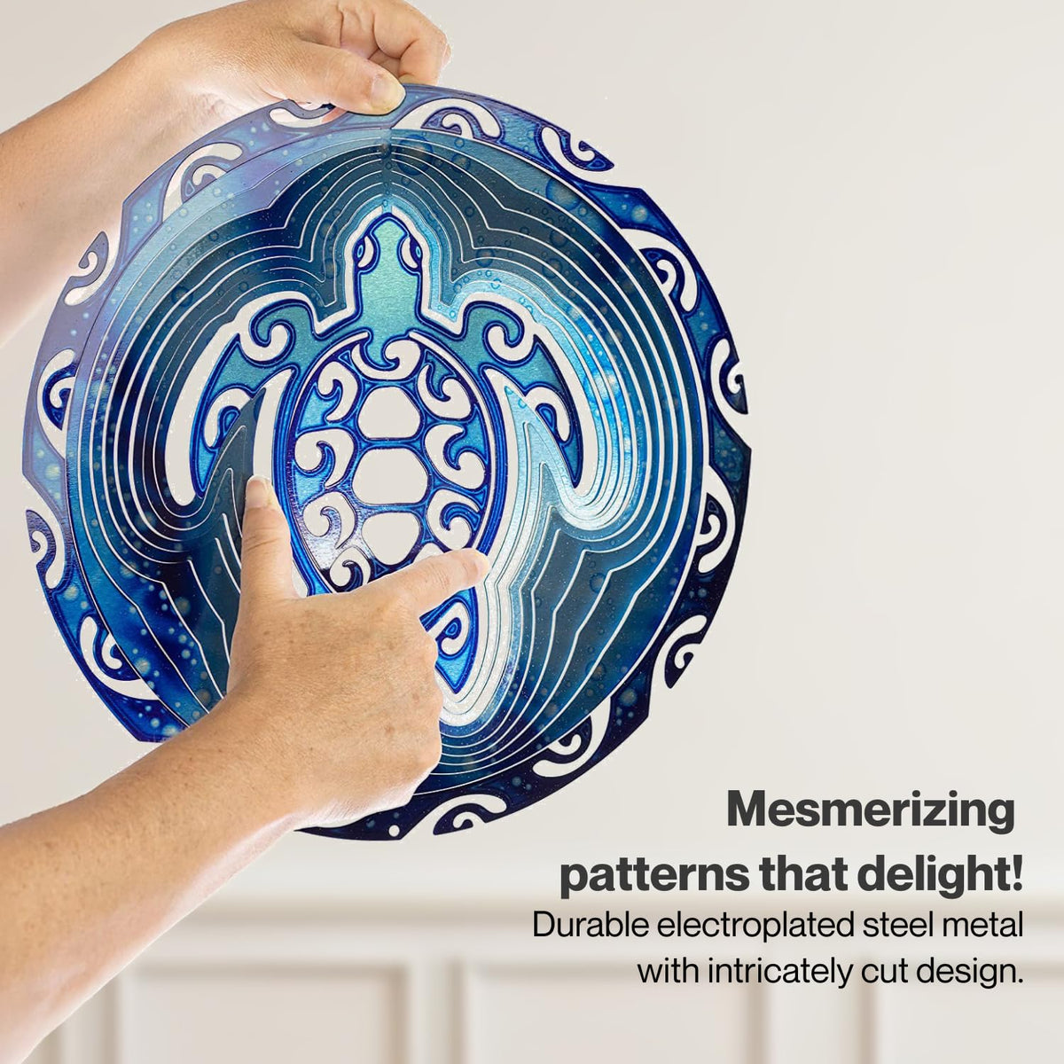 VP Home Tribal Turtle kaleidoscopic colors on garden spinner as artful decor
