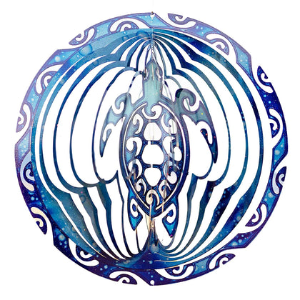 VP Home Tribal Turtle kinetic spinner front view with vibrant laser-cut pattern for outdoor décor