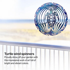 VP Home Tribal Turtle spinner showing the S-hook hanging option for porch setup