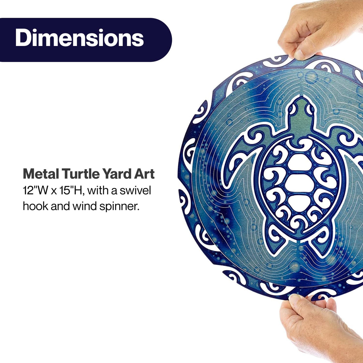 VP Home Tribal Turtle wind spinner in garden with weather-resistant steel finish