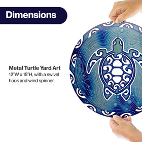 VP Home Tribal Turtle wind spinner in garden with weather-resistant steel finish