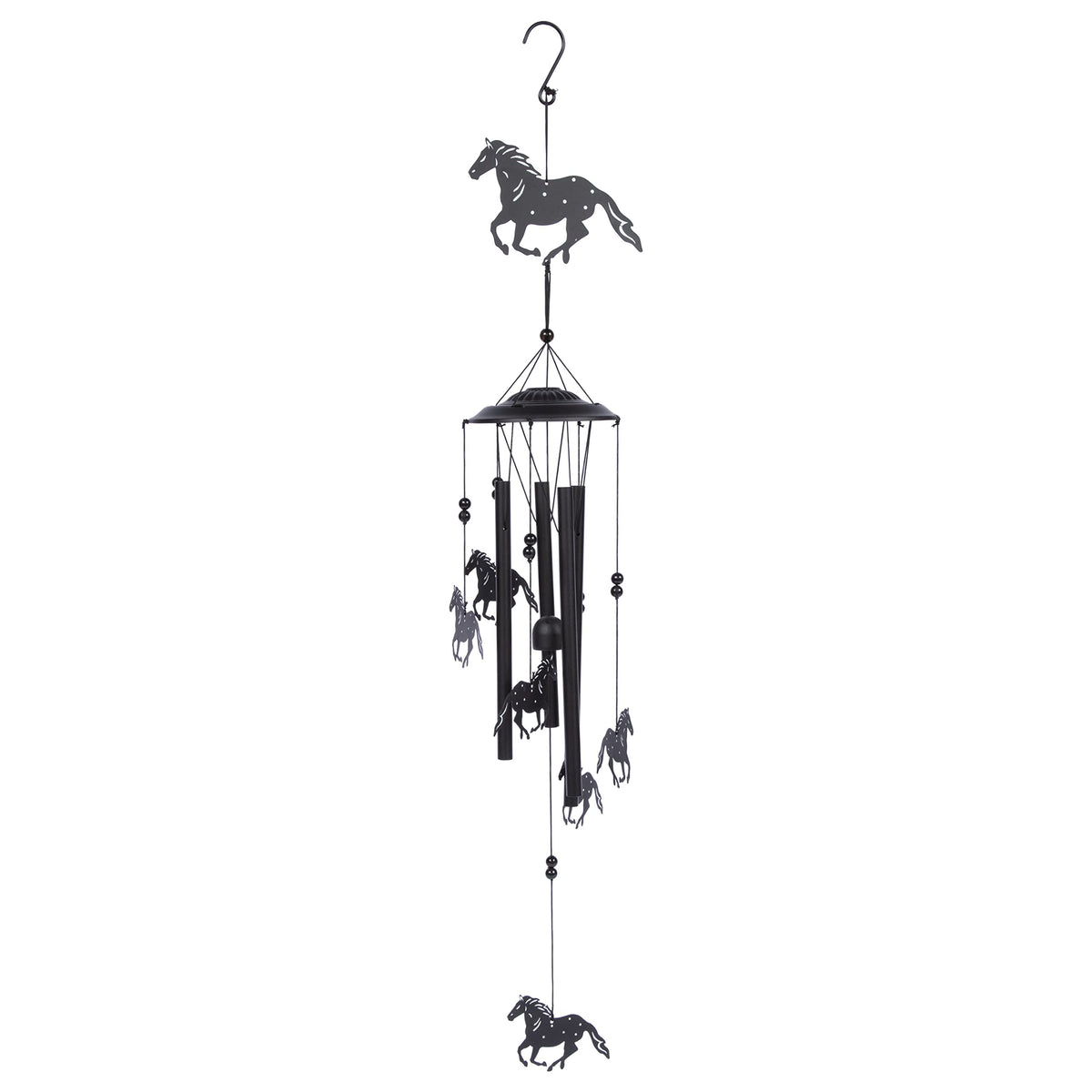 Closeup of Wild Horses figures on the chime as a decorative focal point.