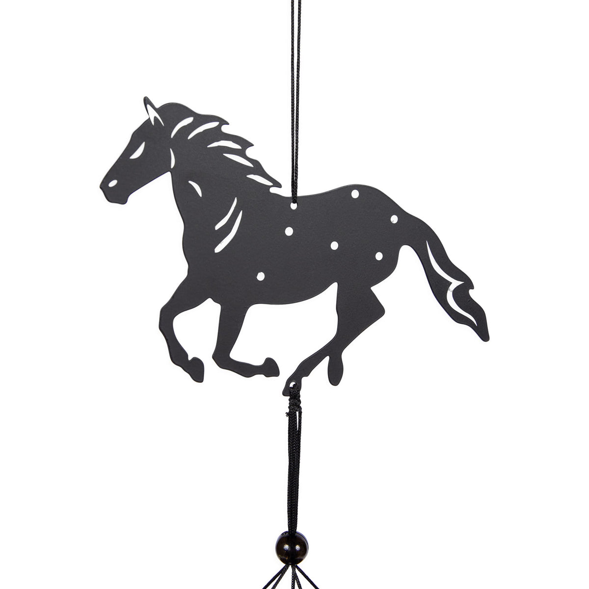 VP Home Wild Horses wind chime enhances a patio with relaxing tones.