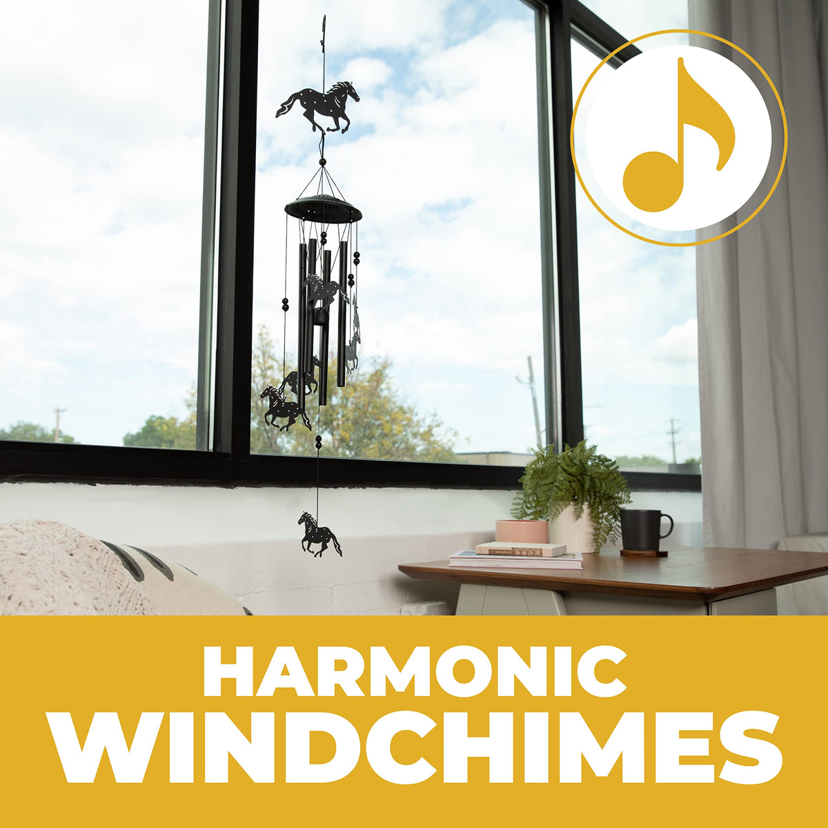 VP Home wind chime hanging on a porch adds rustic charm and calm tones.