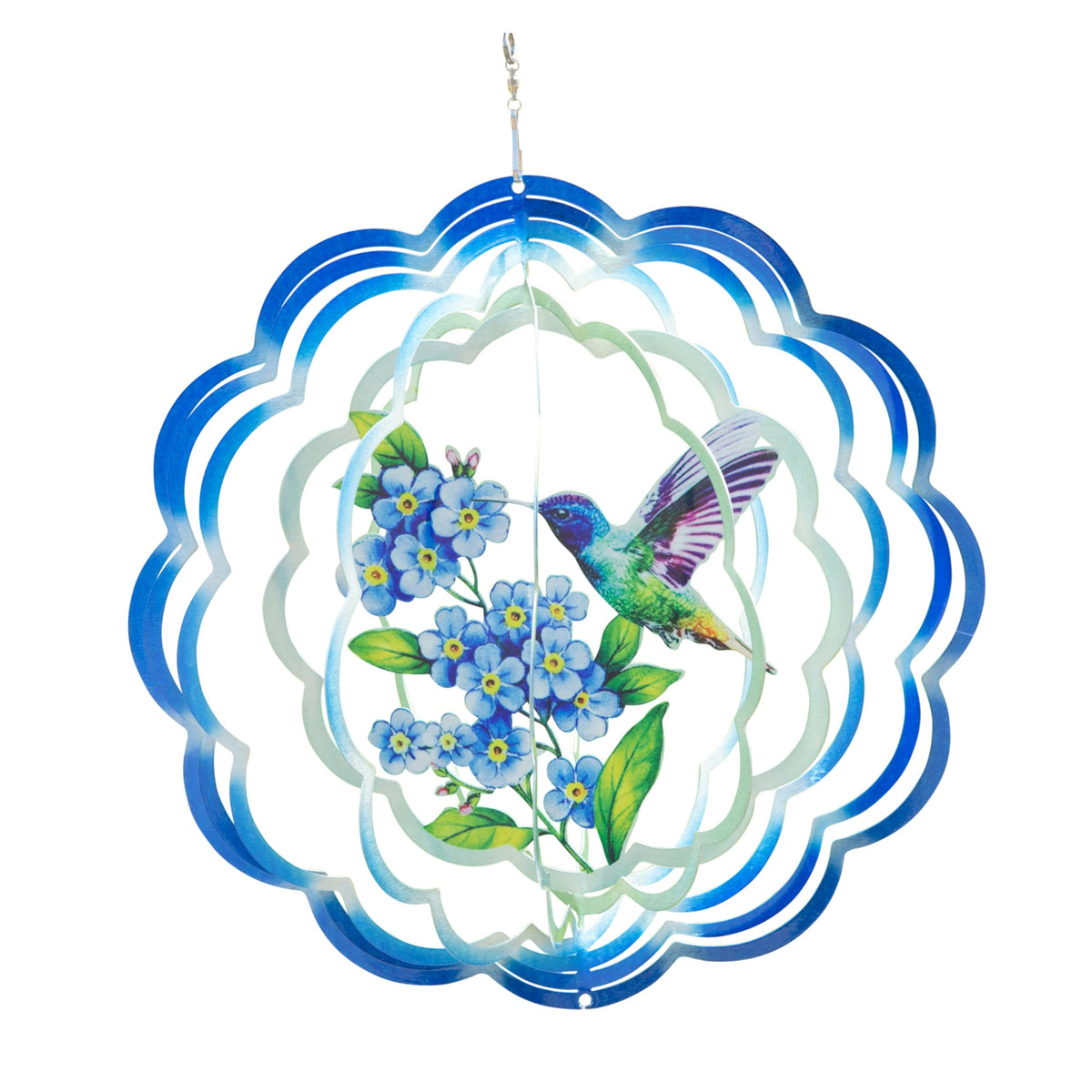 VP Home floral hummingbird wind spinner adds vibrant color to your garden.
