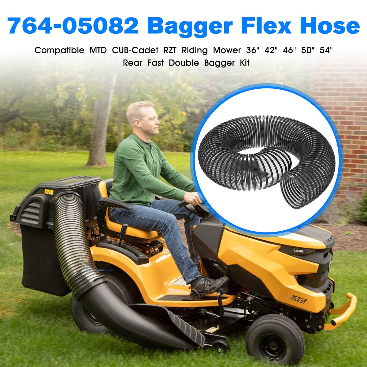 VQQLII leaf vacuum hose fits Cub Cadet and MTD models for broader compatibility