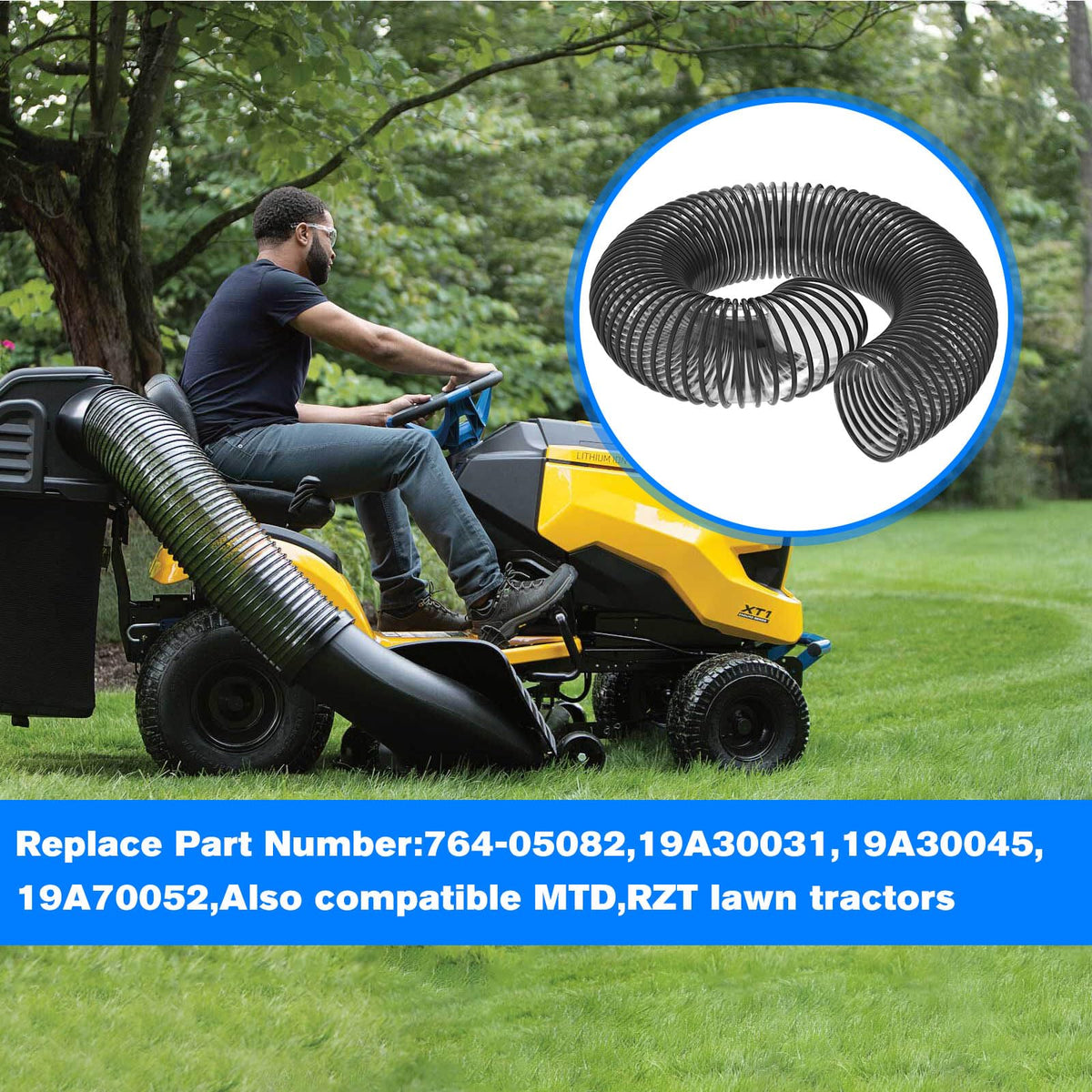 VQQLII bagger hose installation is quick and tidy for yard chores