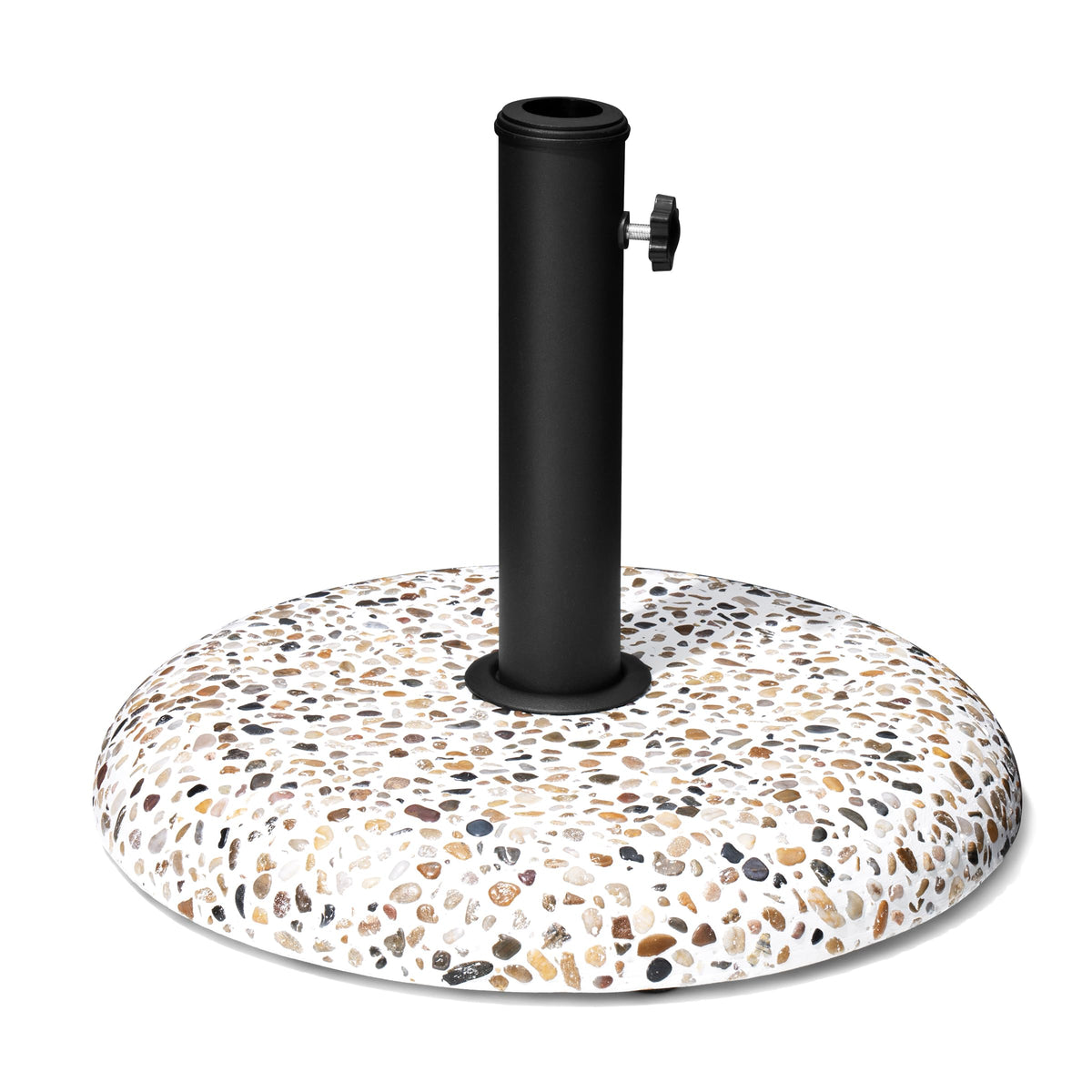 VredHom patio umbrella base with round cobblestone 45lbs for stable outdoor shade