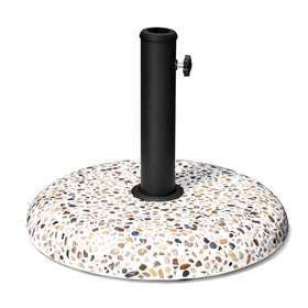 VredHom patio umbrella base with round cobblestone 45lbs for stable outdoor shade