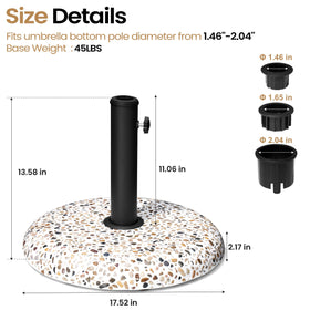 Side profile of VredHom umbrella base showing sturdy weight for deck setups