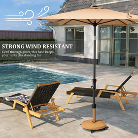 Wheels enable smooth movement of the base on patios and markets.