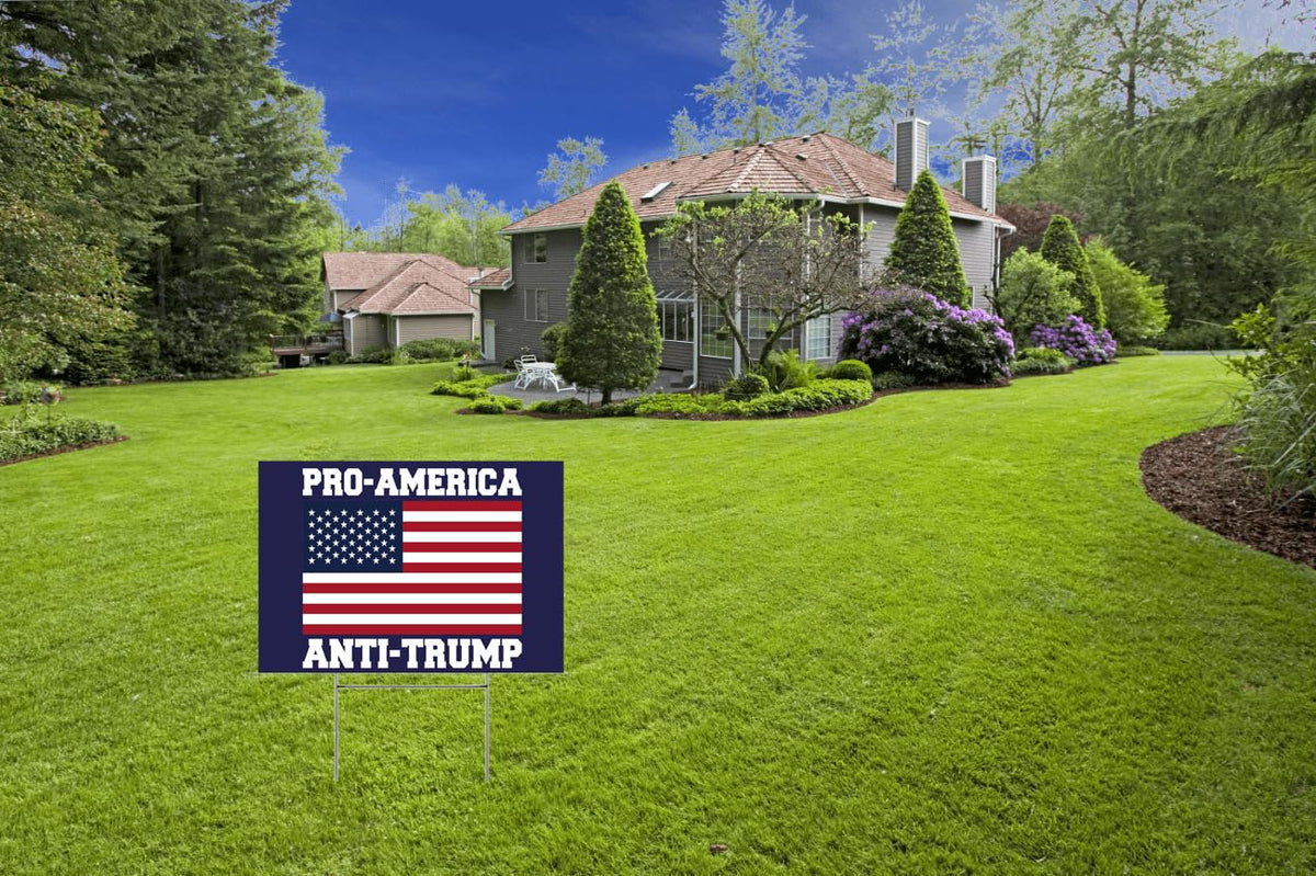 Vrogadso front-yard display with bold blue background