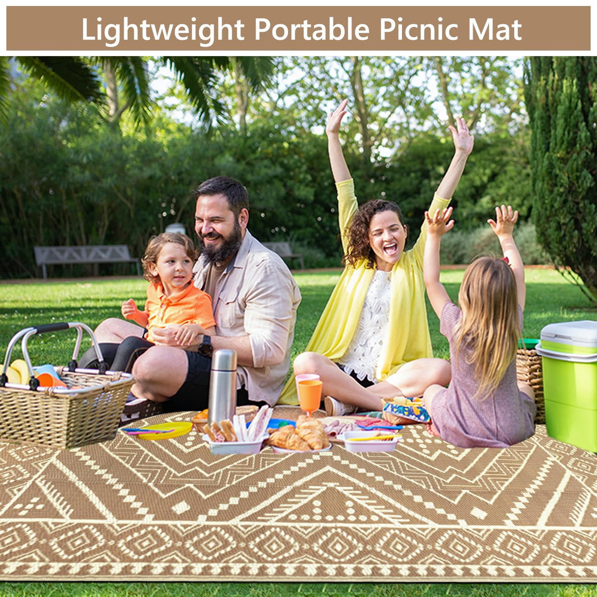 Beige VSIWB outdoor rug laid on patio or deck for versatile outdoor use