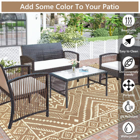 VSIWB outdoor rug stake system showing secure setup with stakes and loops