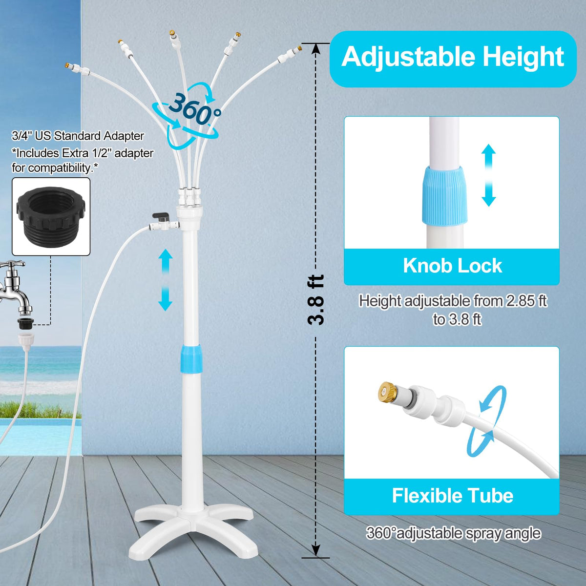 VsMon-Fri misters adjustable-riser shows height flexibility for customized shade.