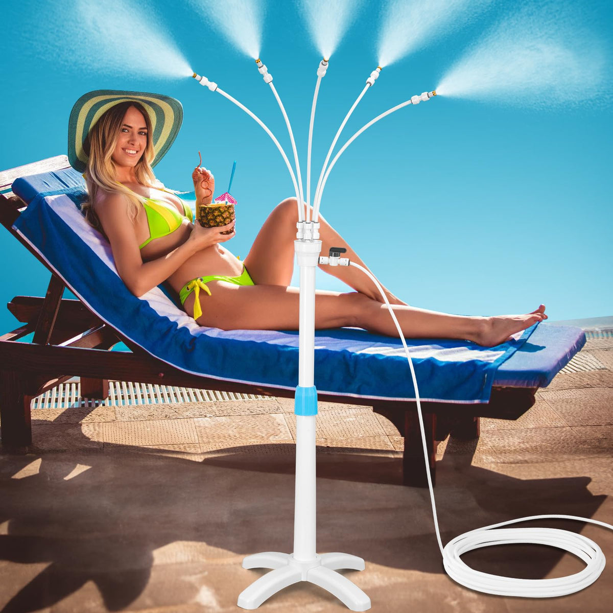 VsMon-Fri misters outdoor patio base provides stable support for reliable cooling.