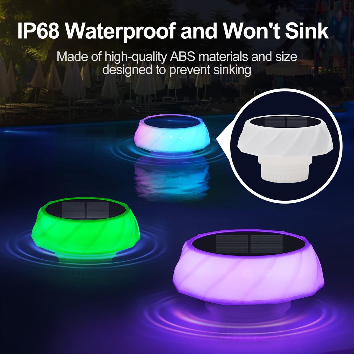 VsMon-Fri floater in pool during evening party setting