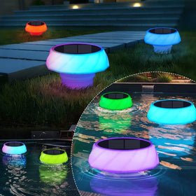 Night glow from VsMon-Fri pool floater lighting edges of water