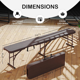 VSOAEIL 6ft bench unfolded showing spacious seating for outdoors.