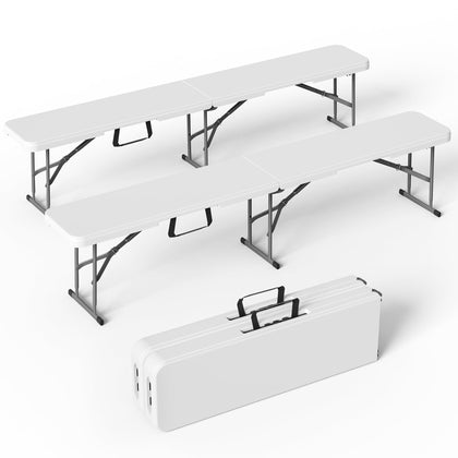 VSOAEIL 6ft folding bench extended for outdoor dining and gatherings.