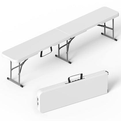 VSOAEIL 6ft folding bench folded for portable storage and transport.