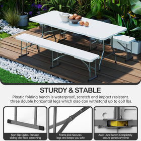 VSOAEIL 6ft folding bench showing built-in handle for easy carrying.