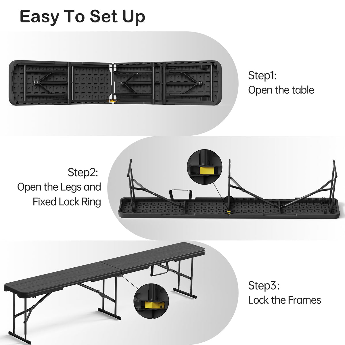 VSOAEIL 6ft folding bench storage-compact demonstrates easy transport