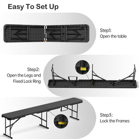 VSOAEIL 6ft folding bench storage-compact demonstrates easy transport