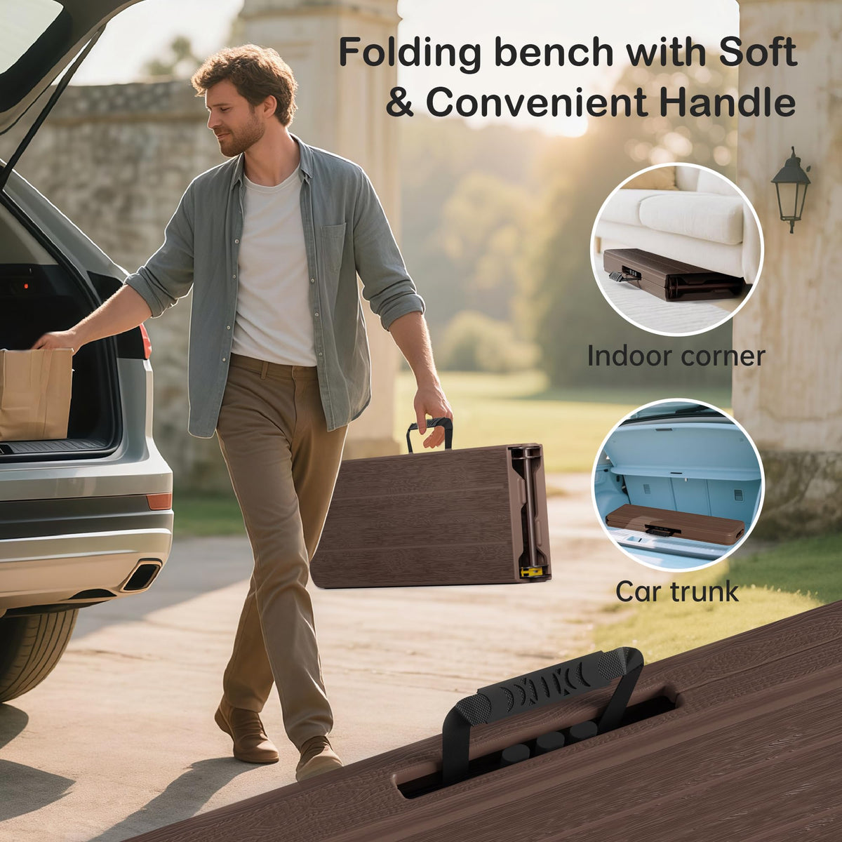 VSOAEIL bench with non-slip pads protects floors and stays stable.