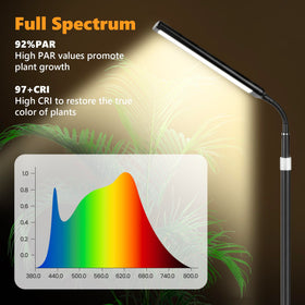 Vsoke Grow Light's gooseneck flexibly targets leaf tips.