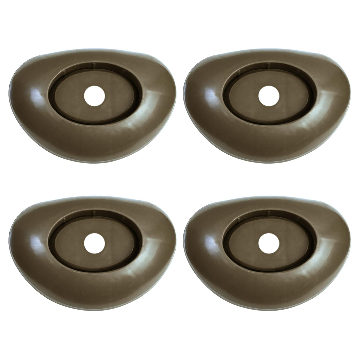 Vsttar brown pool leg end caps installed on a vertical pool leg, enhancing stability
