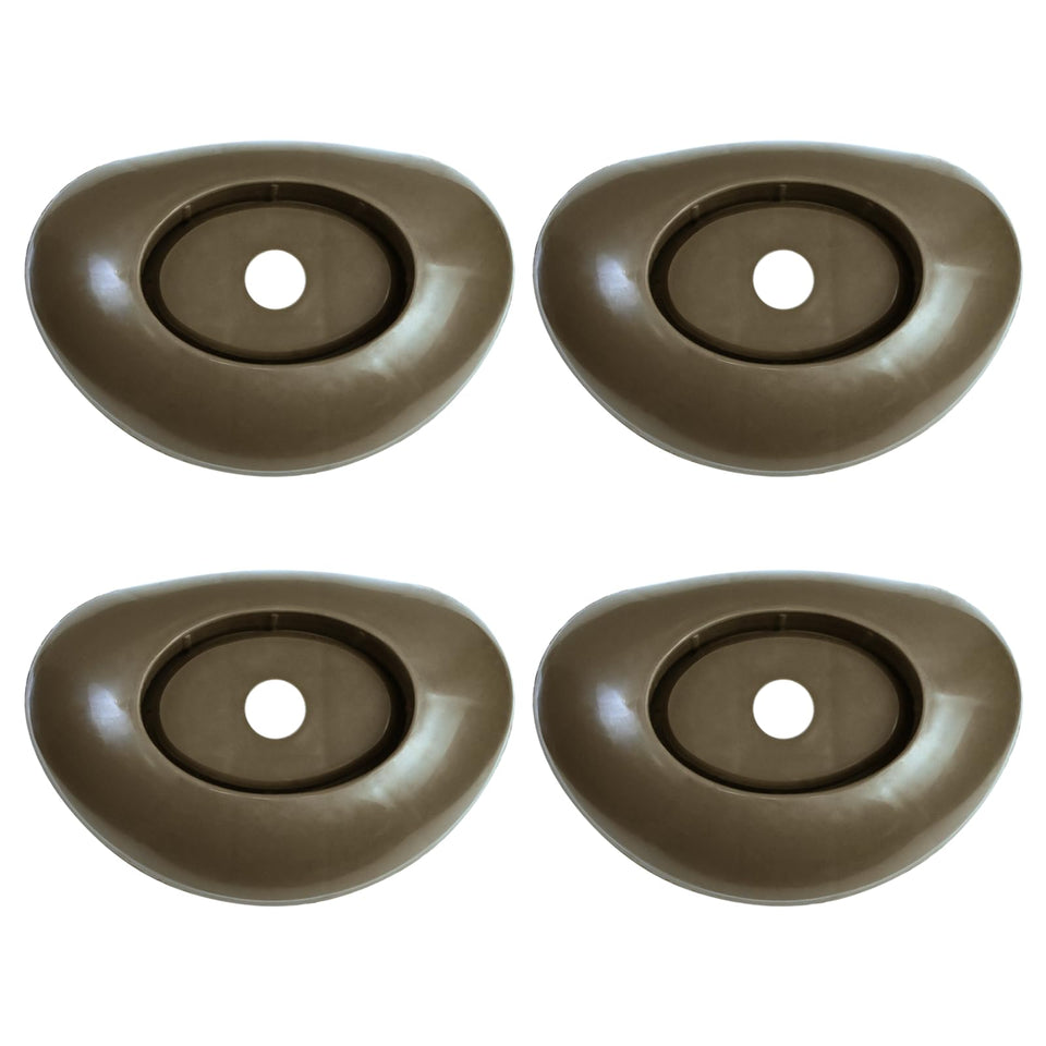 Vsttar brown pool leg end caps installed on a vertical pool leg, enhancing stability